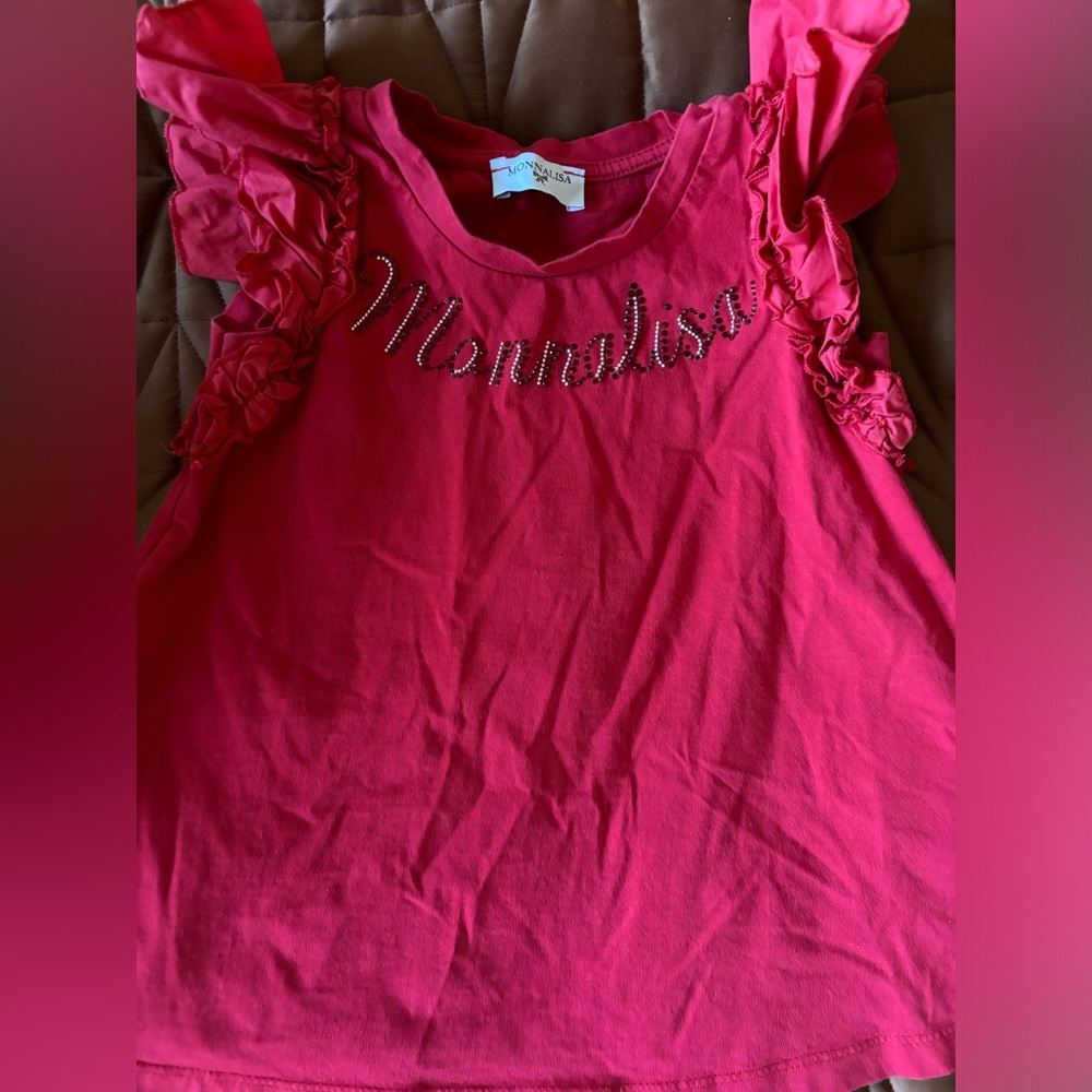 Monnalisa Fuchsia Ruffle Sleeve Dress